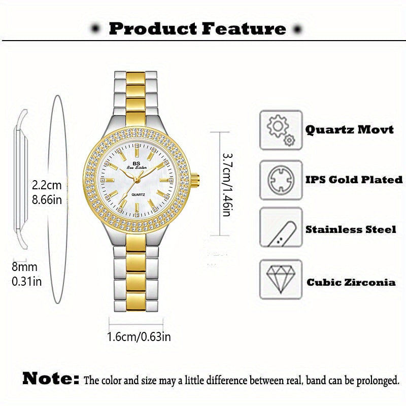 Rhinestone Decor Quartz Watch Casual Analog Party Dress Watch, Gift For Mother's Day Valentine's Day