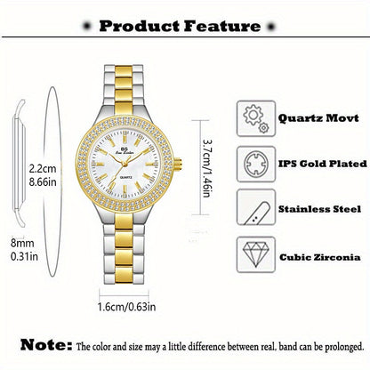 Rhinestone Decor Quartz Watch Casual Analog Party Dress Watch, Gift For Mother's Day Valentine's Day