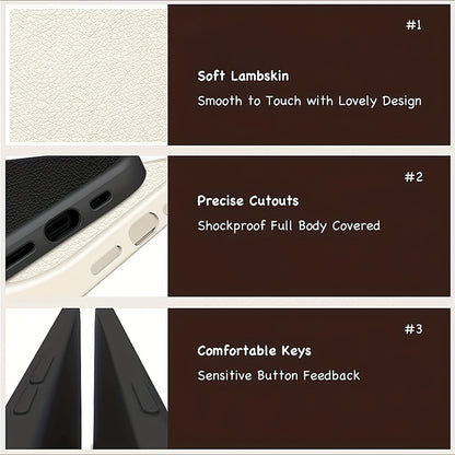 Stylish Icon Print Lambskin Phone Case - Basic Cases with Animation Design, Flexible TPU Rubber, Shockproof Protection, and Compatible with Multiple iPhone Models