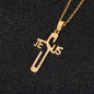 1pc Jesus Letter Cross Pendant Necklace, Stainless Steel Personality Design Fashion Metal Necklace Jewelry Gift