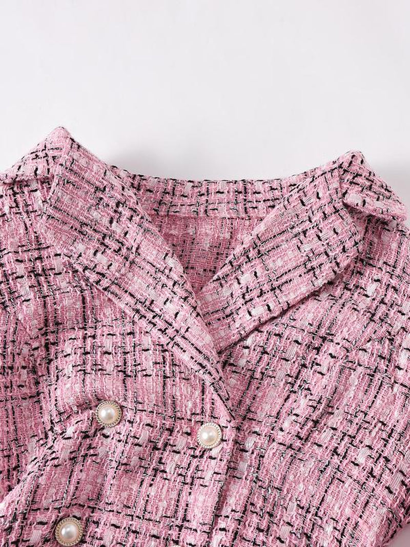 Women'S Plaid Print Button Front Blazer Dress, Elegant Long Sleeve Short Dress for Work Office Business, Ladies Fall & Winter Clothes, Dresses for Women