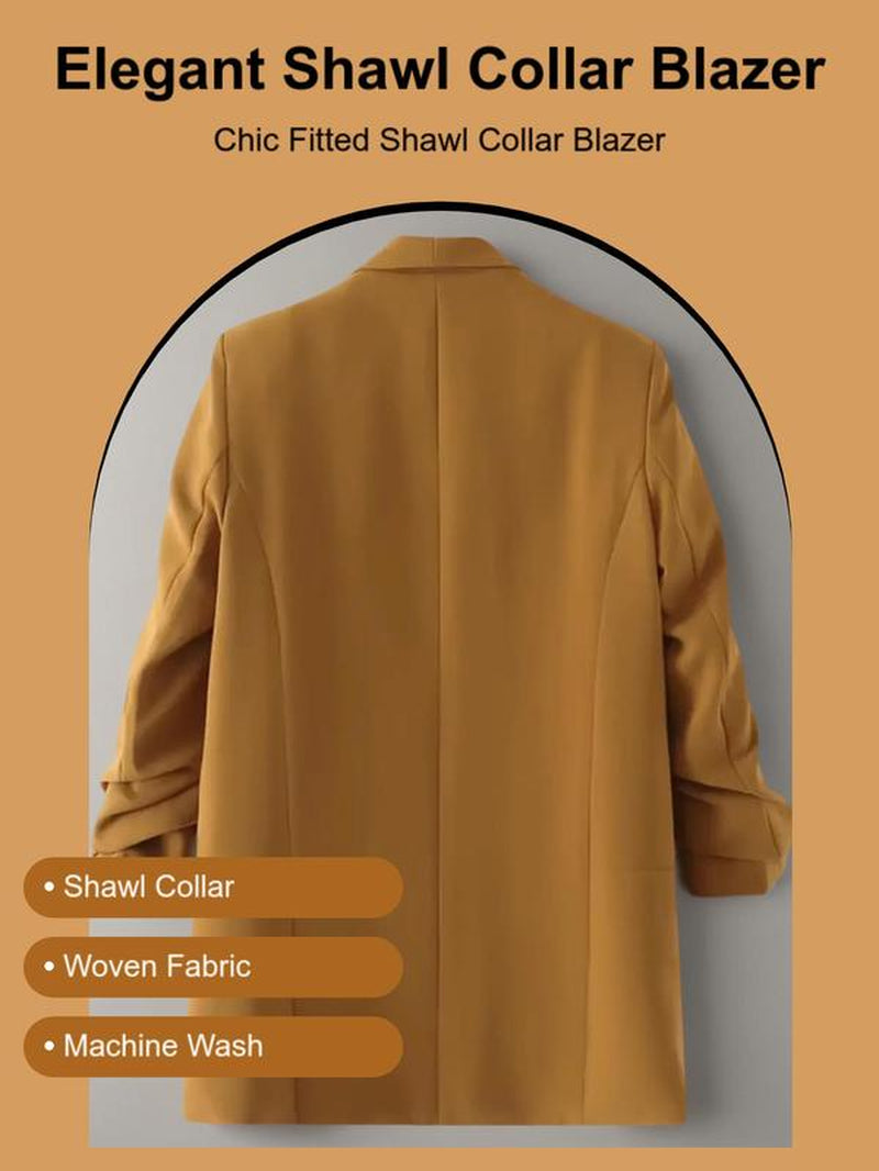 Women'S Solid Long Sleeve Shawl Collar Blazer, Elegant Formal Blazer for Work Office Business, Ladies 2024 Fall Clothes, Womenswear