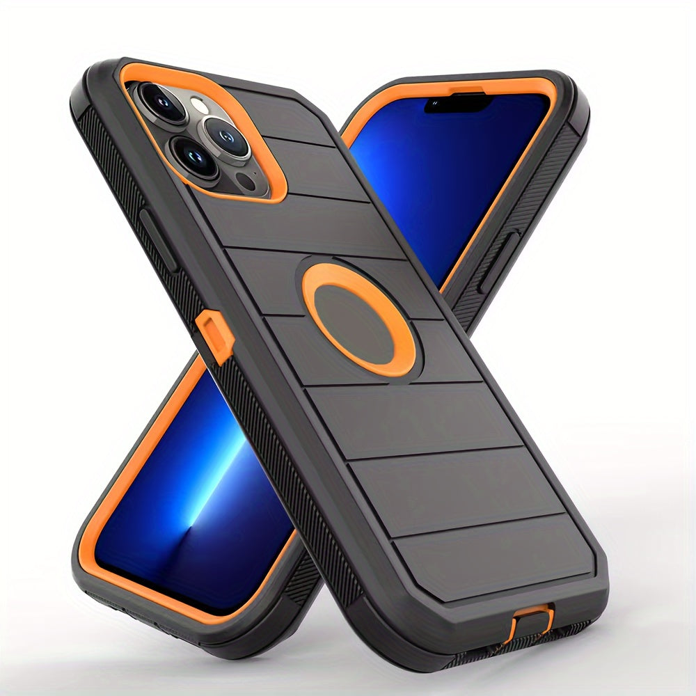 Heavy Duty Anti-Fall iPhone 12 13 14 15 Back Clip Mobile Phone Case for iPhone15promax iPhone14promax Three-in-One Holder