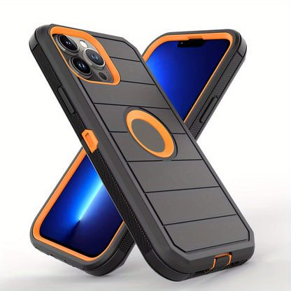 Heavy Duty Anti-Fall iPhone 12 13 14 15 Back Clip Mobile Phone Case for iPhone15promax iPhone14promax Three-in-One Holder
