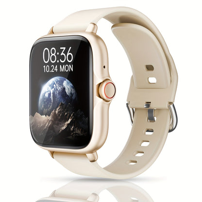 1.83'' Full Touch Screen Smart Watch |, Message Alerts, Call Answering, Sports Pedometer, Health Monitoring, Compatible with Iphone/Android, Alloy Body, Silicone Strap, DESERTCAT - Ideal Gift for And Birthdays