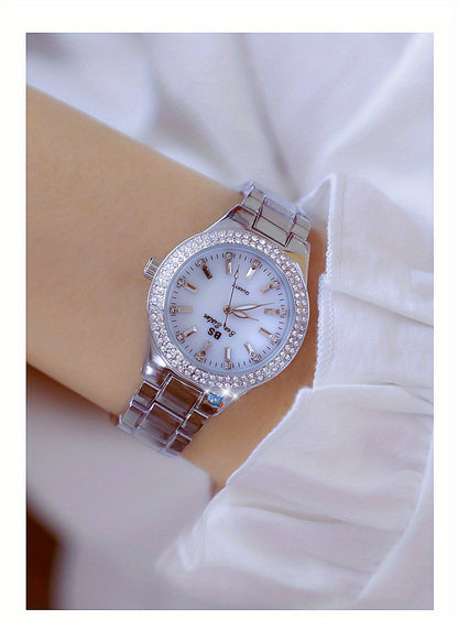 Rhinestone Decor Quartz Watch Casual Analog Party Dress Watch, Gift For Mother's Day Valentine's Day