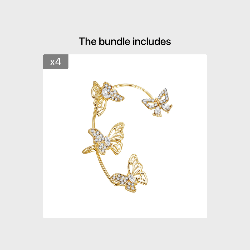 Women'S Elegant Butterfly Ear Cuffs - No-Piercing Ear Hooks, Synthetic Gemstone Accents, Everyday & Formal Jewelry for Parties, Weddings, Everyday Outfits - Non-Piercing Ear Clips for Sensitive Light Beige, Party Accessories,