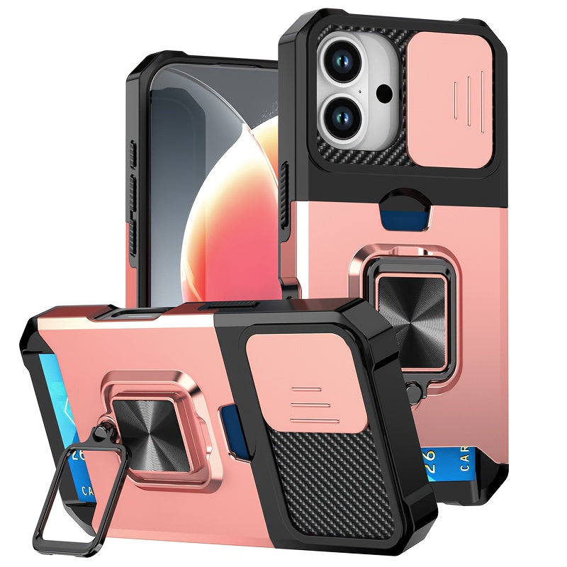Heavy-Duty Shockproof Phone Case with a Metal Stand And Card Slot, Compatible with for iphone 17 Pro Max, 16 Pro Max, 15 Pro Max, And 14 Pro Max.