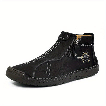 Men's Handmade PU Boots with Zipper, Casual