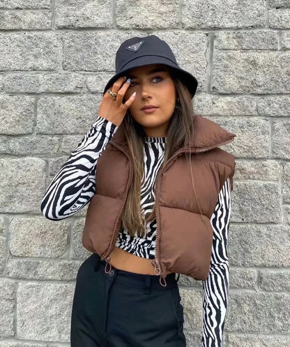 Women'S Sleeveless Vest - Vibrant Pink Slim-Fit Alternative Coat with Drawstring Hood, Zipper Front & Pockets for Fall/Winter Casual Wear, Casual Winter Wear | High Neckline Vest | Zippered Jacket