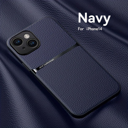 Litchi Pattern PU Leather Phone Case For Iphone15promax With Built-in Magnetic Suction 14 Promax Luxury Style 11 PU Leather 13 Promax Full Package Fall Protection Case