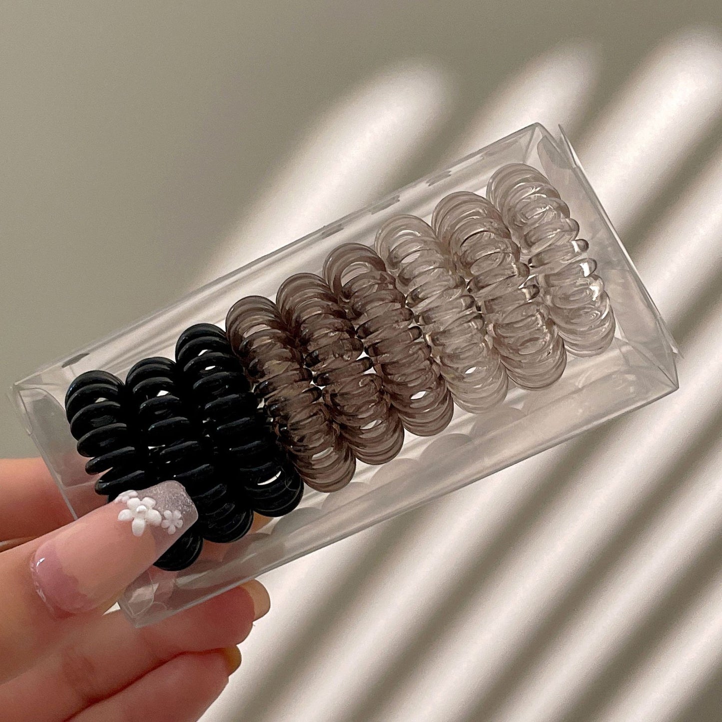 [No Crease Hair Ties] 9 Pcs No Crease Spiral Hair Ties | Coil Hair Ties, Phone Cord Hair Ties, Women Ponytail Holder Elastics