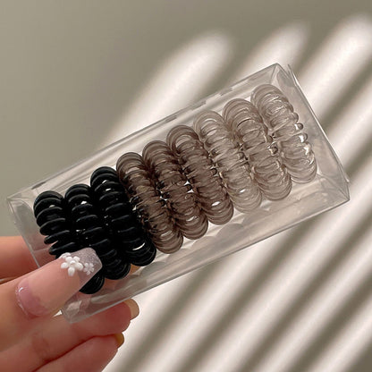 [No Crease Hair Ties] 9 Pcs No Crease Spiral Hair Ties | Coil Hair Ties, Phone Cord Hair Ties, Women Ponytail Holder Elastics