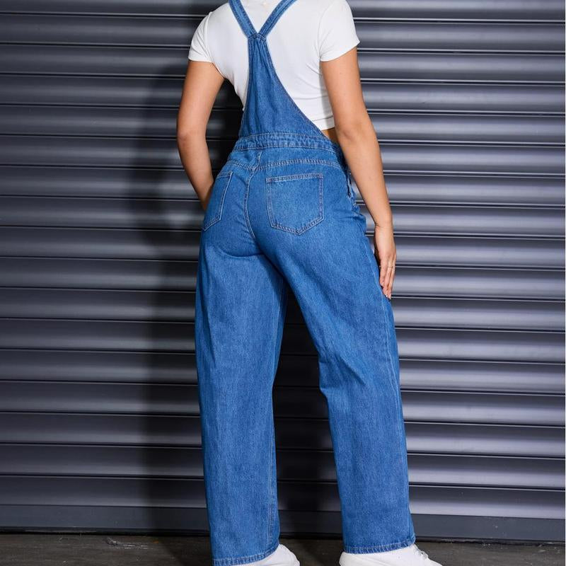 Flvsun- Women'S Denim Overalls, Casual Adjustable Strap Denim Overalls for Daily Wear, Ladies Clothes for All Seasons Overall Romper