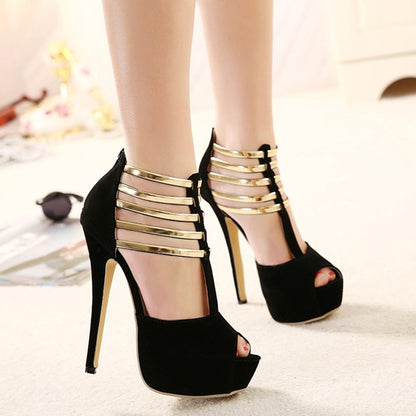 Women's Stiletto High Heels, Ankle T-strap Platform Peep Toe Pumps - Party & Dress Heels - For Women - Perfect for Evening Events & Parties - Ideal Gift for Special Occasions