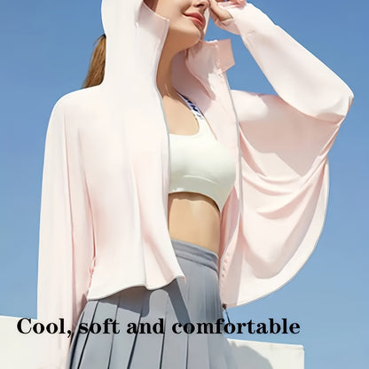 Solid Color Sunscreen Hoodie Jacket - Ultra-Protective, Breathable & Ventilated One-Piece Design for Outdoor Adventures - Ideal for Cycling, Hiking, and Fishing