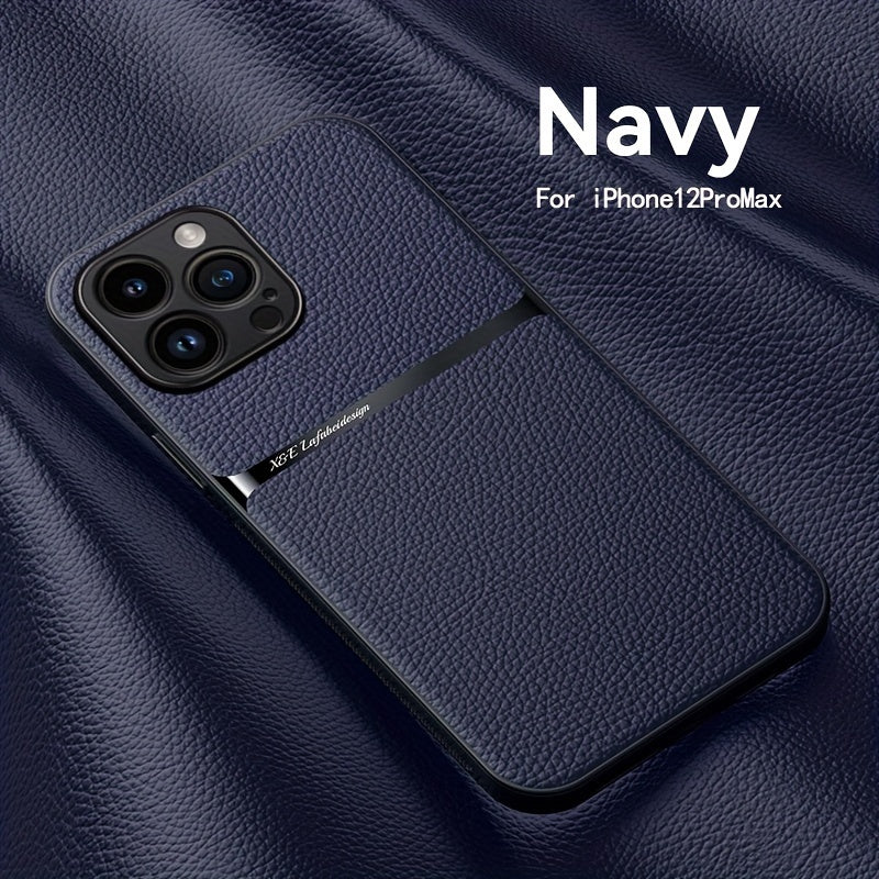 Litchi Pattern PU Leather Phone Case For Iphone15promax With Built-in Magnetic Suction 14 Promax Luxury Style 11 PU Leather 13 Promax Full Package Fall Protection Case