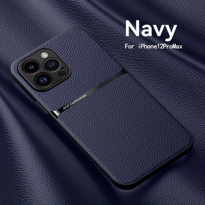 Litchi Pattern PU Leather Phone Case For Iphone15promax With Built-in Magnetic Suction 14 Promax Luxury Style 11 PU Leather 13 Promax Full Package Fall Protection Case