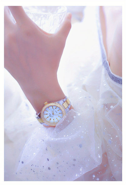 Rhinestone Decor Quartz Watch Casual Analog Party Dress Watch, Gift For Mother's Day Valentine's Day