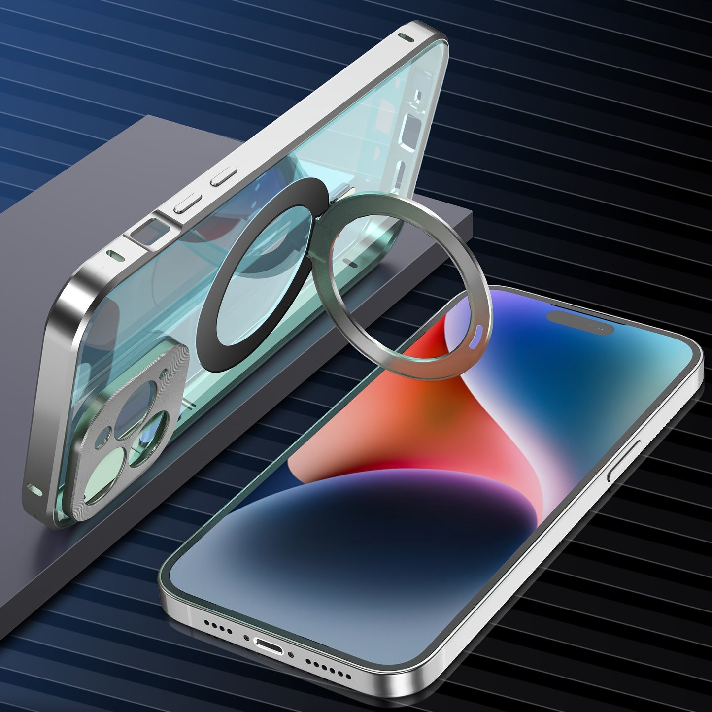 Full Body 360 Protector Cover Front+Back Phone Case For Iphone 12/12 Pro/12 Promax/13/13 Pro/13 ProMax/14/14 Plus/14Pro/14 ProMax/15 Pro/15/15 Plus/15 ProMax, With Lens Protection, Screen Protection And Stand, With Magnetic,