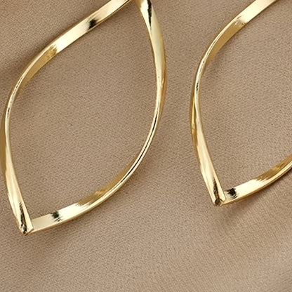 Hollow Twisted Dangle Earrings Elegant Simple Style Alloy Plated Jewelry Exquisite Female Gift