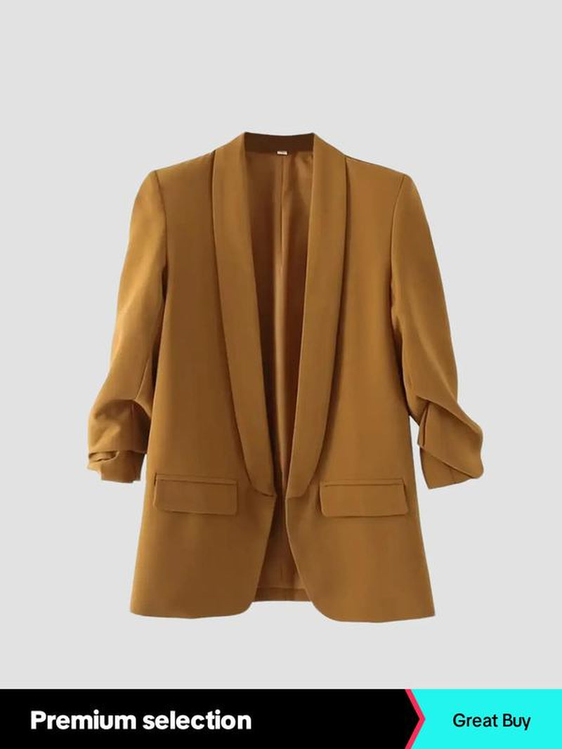 Women'S Solid Long Sleeve Shawl Collar Blazer, Elegant Formal Blazer for Work Office Business, Ladies 2024 Fall Clothes, Womenswear