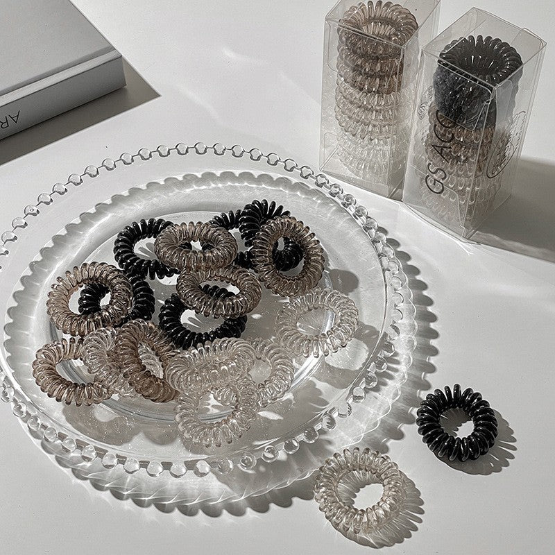 [No Crease Hair Ties] 9 Pcs No Crease Spiral Hair Ties | Coil Hair Ties, Phone Cord Hair Ties, Women Ponytail Holder Elastics