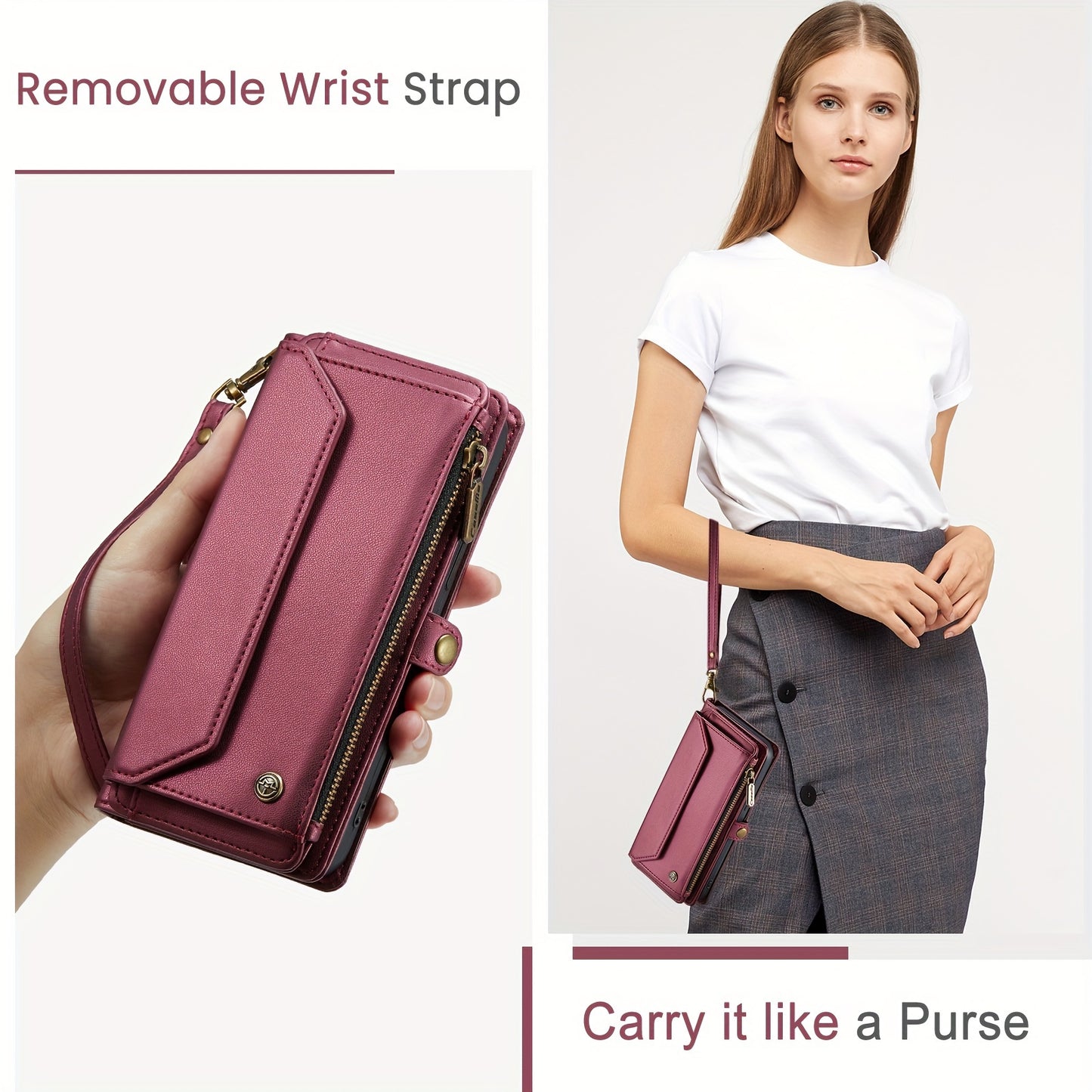 New Wallet Phone Case Wrist Shoulder Strap Lanyard Flip Magnetic Clasp Card Holder Kickstand Women Small Crossbody Handbag For Samsung Galaxy Note10+ 20 S24 S23 S22 S21 S20 S10 Plus Ultra FE Coin Purse A01 A04 A12 A13 A14 A22