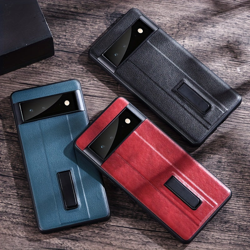 For Google Pixel 7Pro Phone Case For Google Pixel8 Pixel6Pro Pixel9 Metal Bracket Protective Case, Faux Leather For Pixel8A Pixel Fold New Model