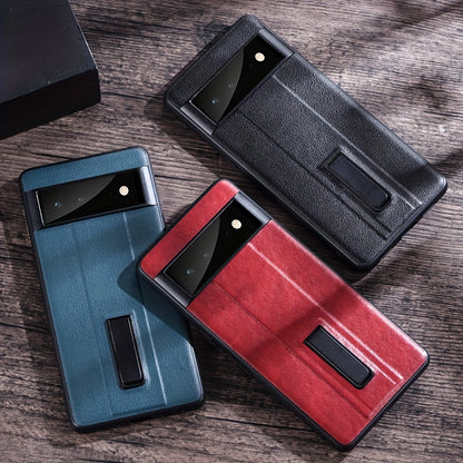 For Google Pixel 7Pro Phone Case For Google Pixel8 Pixel6Pro Pixel9 Metal Bracket Protective Case, Faux Leather For Pixel8A Pixel Fold New Model
