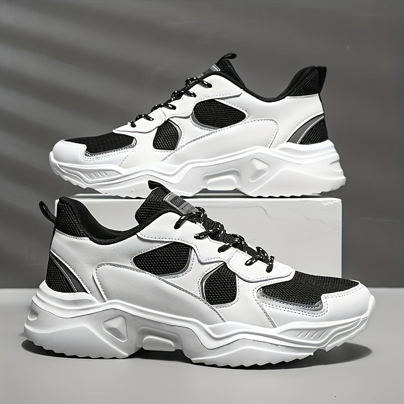 Men's Fashion Platform Sneakers - Casual Athletic Dad Shoes, Height-Increasing Breathable Mesh, Anti-Slip EVA Sole, Suitable for Running and Outdoor Activities, Thick-Soled Walking Shoes