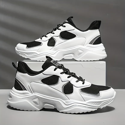 Men's Fashion Platform Sneakers - Casual Athletic Dad Shoes, Height-Increasing Breathable Mesh, Anti-Slip EVA Sole, Suitable for Running and Outdoor Activities, Thick-Soled Walking Shoes