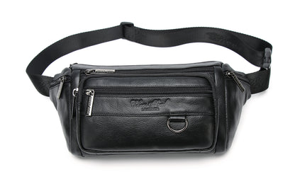 Genuine Leather Men's Waist Bag/Women's Multifunctional Hip Bag/Stylish Multi-Pocket Travel Sports Backpack for Hiking, Cycling, Fishing, And Running