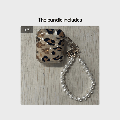 Stylish Leopard Print Earphone Sleeve with Hanging Chain - Perfect for Airpod1/2!