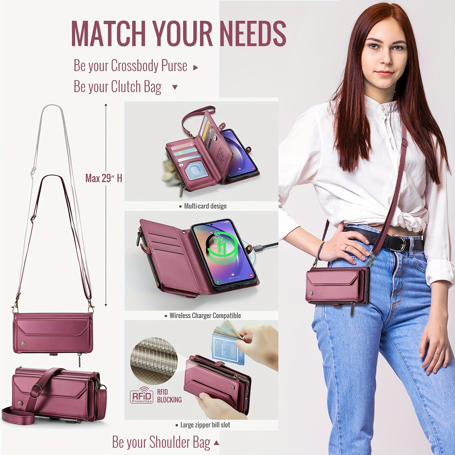 New Wallet Phone Case Wrist Shoulder Strap Lanyard Flip Magnetic Clasp Card Holder Kickstand Women Small Crossbody Handbag For Samsung Galaxy Note10+ 20 S24 S23 S22 S21 S20 S10 Plus Ultra FE Coin Purse A01 A04 A12 A13 A14 A22