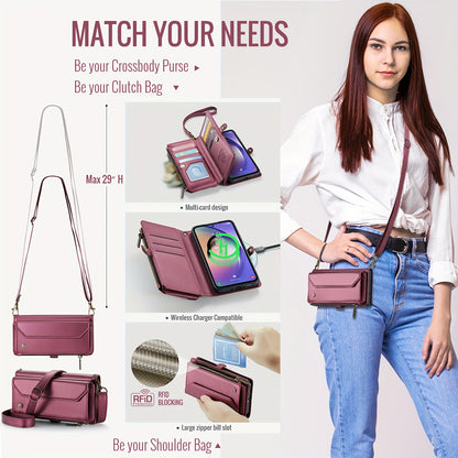 New Wallet Phone Case Wrist Shoulder Strap Lanyard Flip Magnetic Clasp Card Holder Kickstand Women Small Crossbody Handbag For Samsung Galaxy Note10+ 20 S24 S23 S22 S21 S20 S10 Plus Ultra FE Coin Purse A01 A04 A12 A13 A14 A22