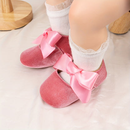 Charming Bowknot Princess Wedding Shoes for Youngsters - Soft Sole Mary Jane Flats, Lightweight Fabric Upper & Rubber Sole, All-Season Comfort, Ideal for Weddings and Special Occasions, Wedding Shoes for Brid