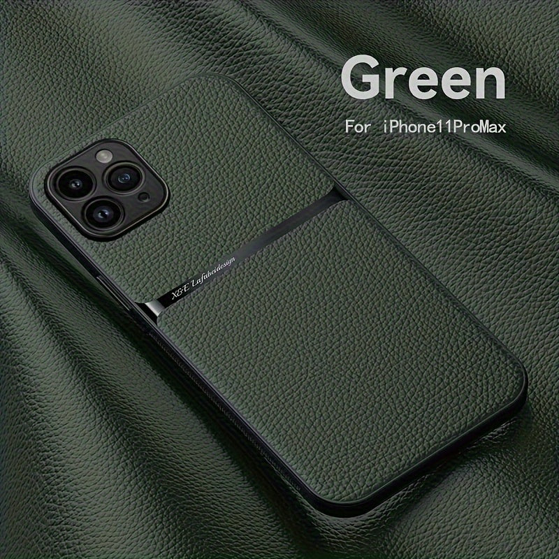 Litchi Pattern PU Leather Phone Case For Iphone15promax With Built-in Magnetic Suction 14 Promax Luxury Style 11 PU Leather 13 Promax Full Package Fall Protection Case