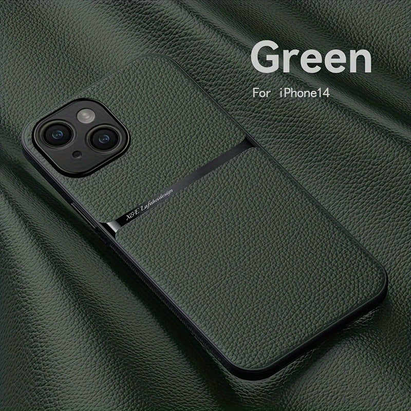 Litchi Pattern PU Leather Phone Case For Iphone15promax With Built-in Magnetic Suction 14 Promax Luxury Style 11 PU Leather 13 Promax Full Package Fall Protection Case