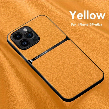 Litchi Pattern PU Leather Phone Case For Iphone15promax With Built-in Magnetic Suction 14 Promax Luxury Style 11 PU Leather 13 Promax Full Package Fall Protection Case