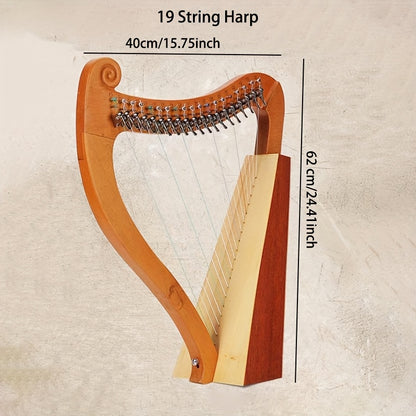 19 String 15 String Lyre Harp Mahogany Solid Wooden High Quality Portable Musical Instrument Stringed Instrument with Tuning Wrench Eid Al-Adha Mubarak