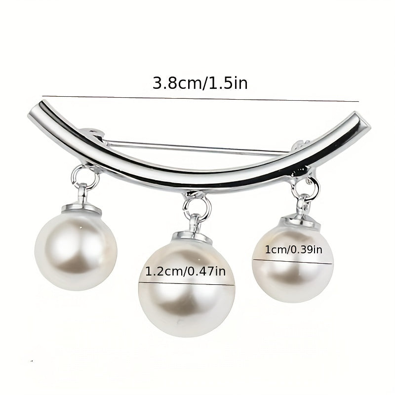 1pc Fashion Pearl Fixed Collar Clip Charm Safety Pin Brooch Sweater Cardigan Clip Chain Brooch Jewelry
