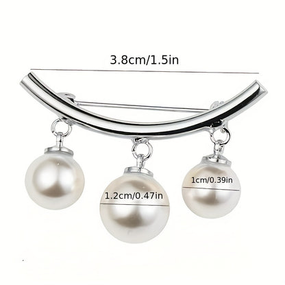 1pc Fashion Pearl Fixed Collar Clip Charm Safety Pin Brooch Sweater Cardigan Clip Chain Brooch Jewelry