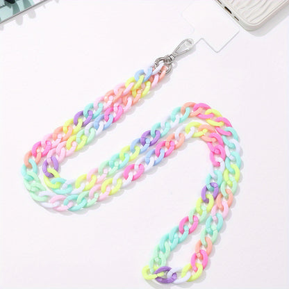 1pc Color Acrylic Cross-body 120cm/ 47.24inch Chain Phone Case Jewelry Pendant Shoulder Strap Chain