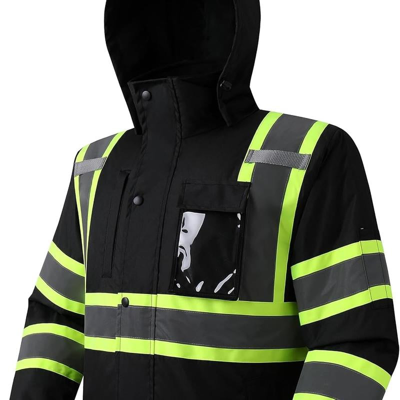 High Visibility Reflective Jackets for Work, Waterproof Class 3 with Pockets, Mens Work Construction Coat for Cold Weather Safety Jacket