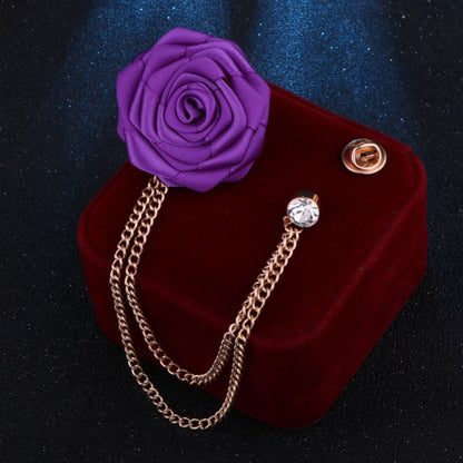 Men's Wedding Ceremony Groom Brooch - Handmade Rose Chain Brooch - For Grooms - Perfect for Wedding Occasions - Ideal Gift for Weddings & Anniversaries
