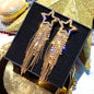 Jewelry for Women Featuring Long Tassel Earrings with a Silvery Pentagram Star Design, Perfect As Party Gifts.