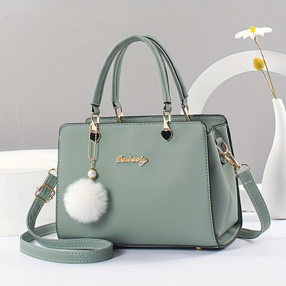 Elegant Lightweight Faux Leather Handbag - Women's Solid Color Shoulder Bag with Tassel Embellishment, Adjustable Strap, Zipper Closure, Polyester Lined, Edge Paint Detail - Available in Multiple Colors