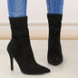 Women's Plain Fashionable Mid-Calf Boots with Zipper for Comfort and Casual Wear, Round Toe in the Middle of Calf