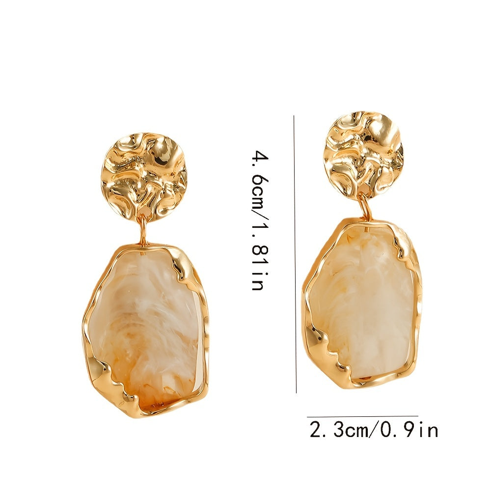 A pair of resin geometry earrings Fashion earrings Vintage irregular pendants temperament studs